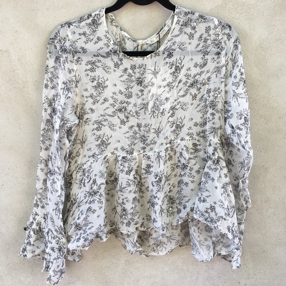 Zara Tops - New Zara Floral Blouse With Sequin Details